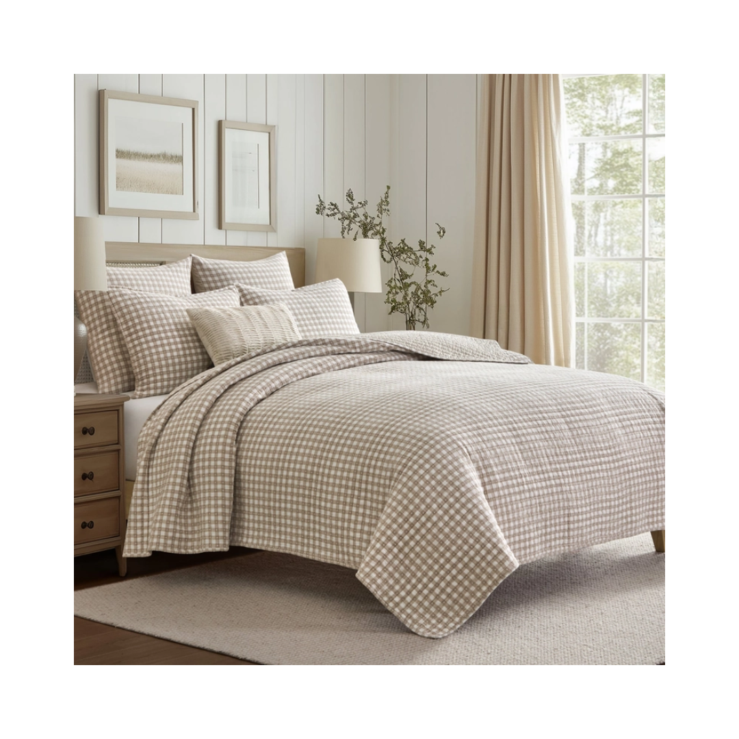 Camden Gingham Stitch Quilt Set