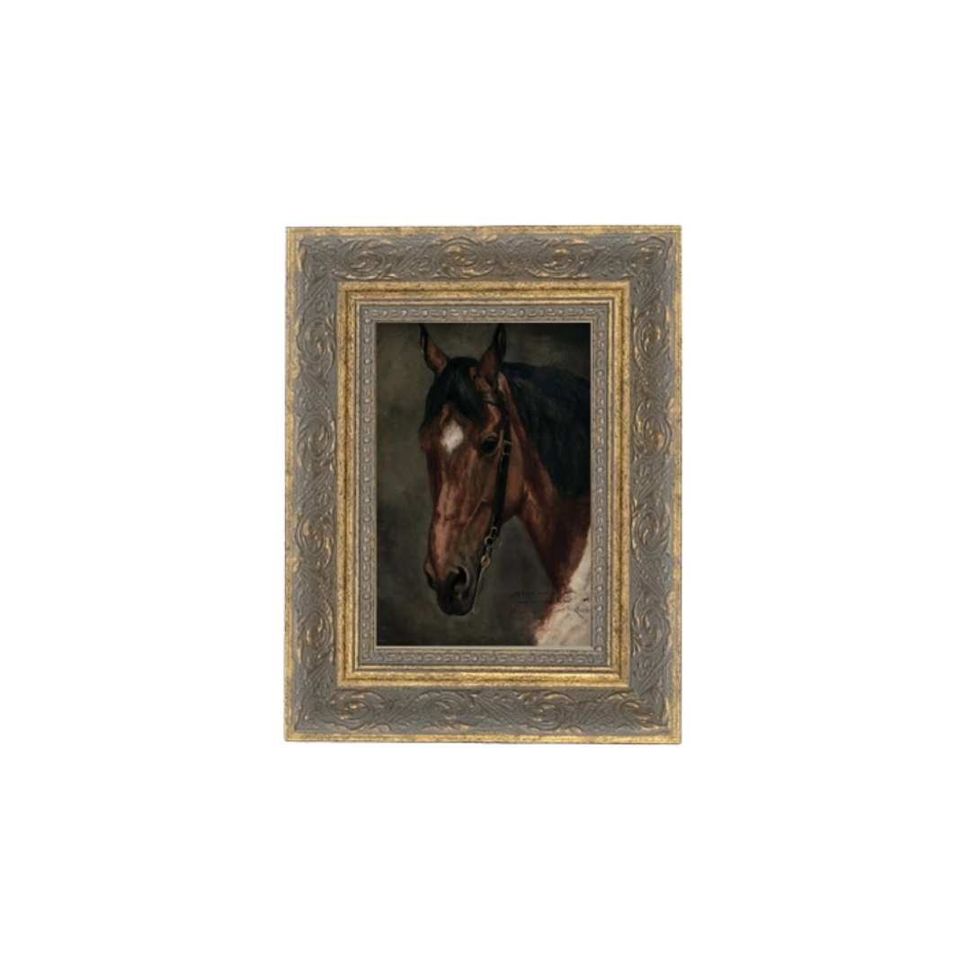 Horse Portrait Framed Antique Art