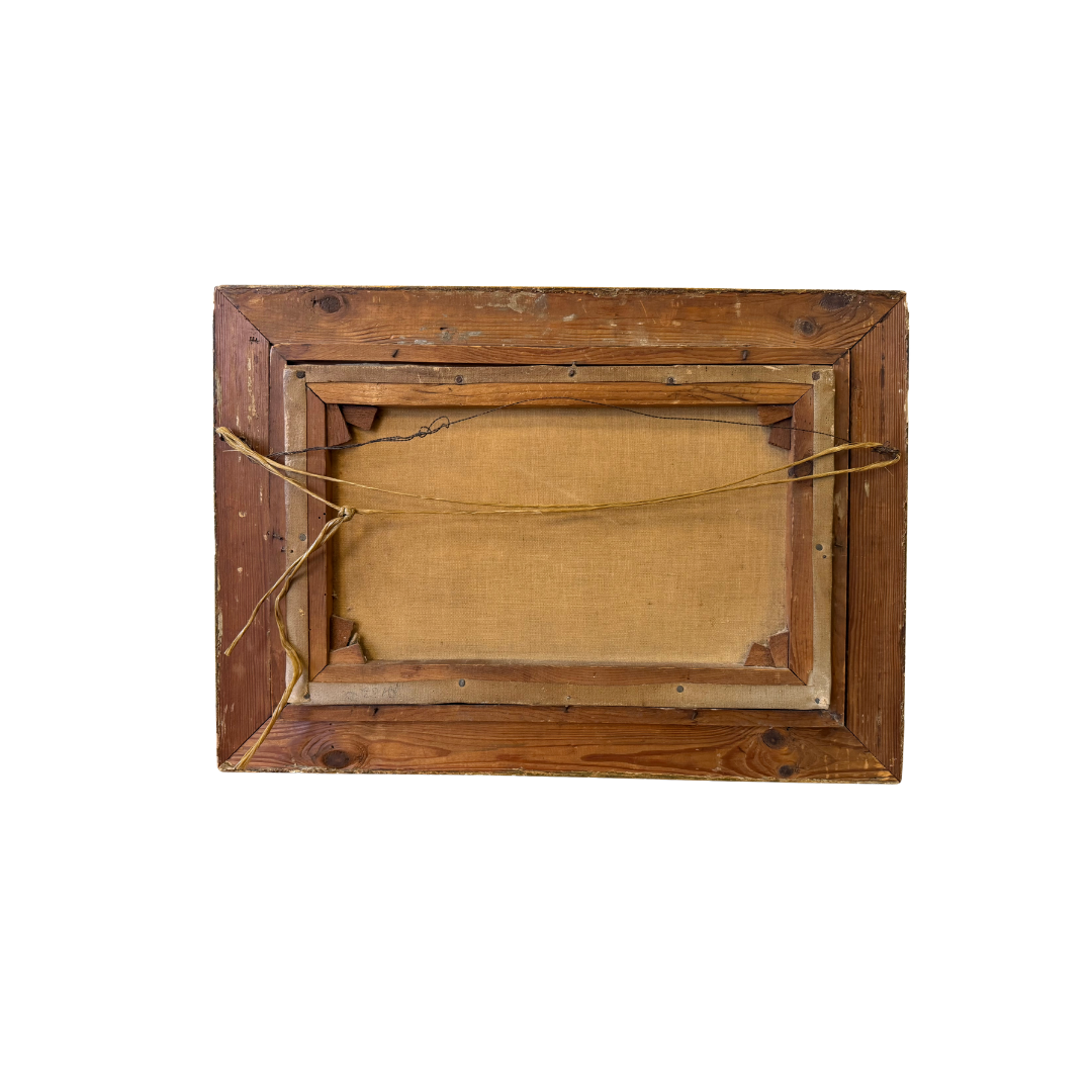 Found Gold Framed Riverside Landscape Painting