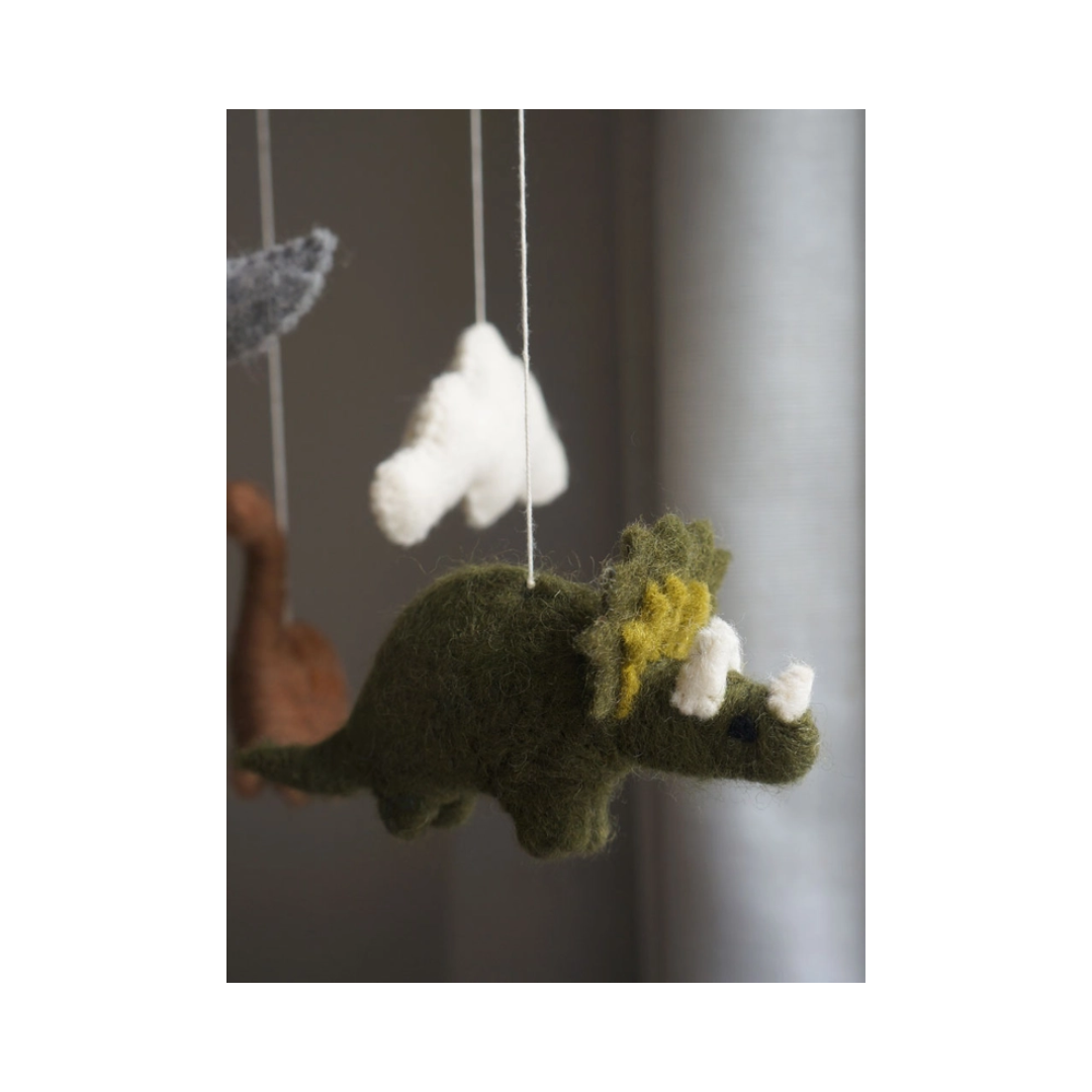 Dinosaurs and Clouds Felted Baby Mobile