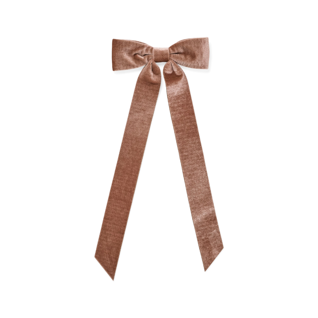 Thick Brown Velvet Bow Clip