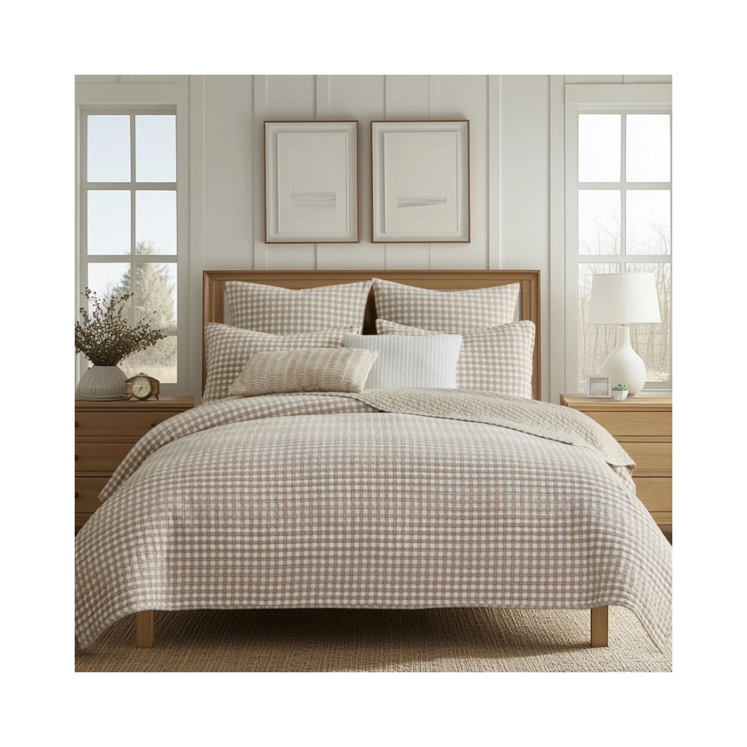 Camden Gingham Stitch Quilt Set