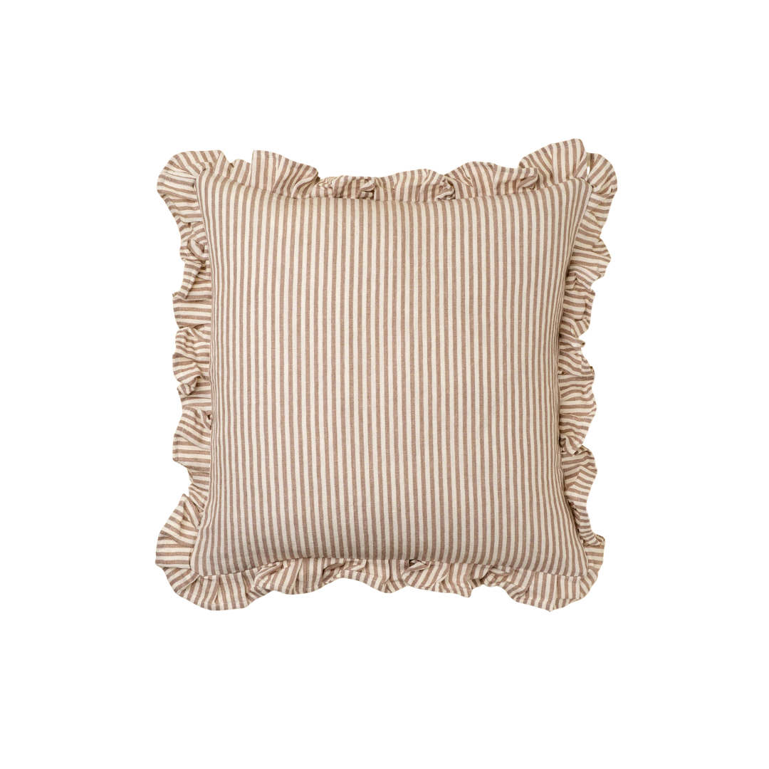 Ruffle Thin Stripe Pillow - Fawn