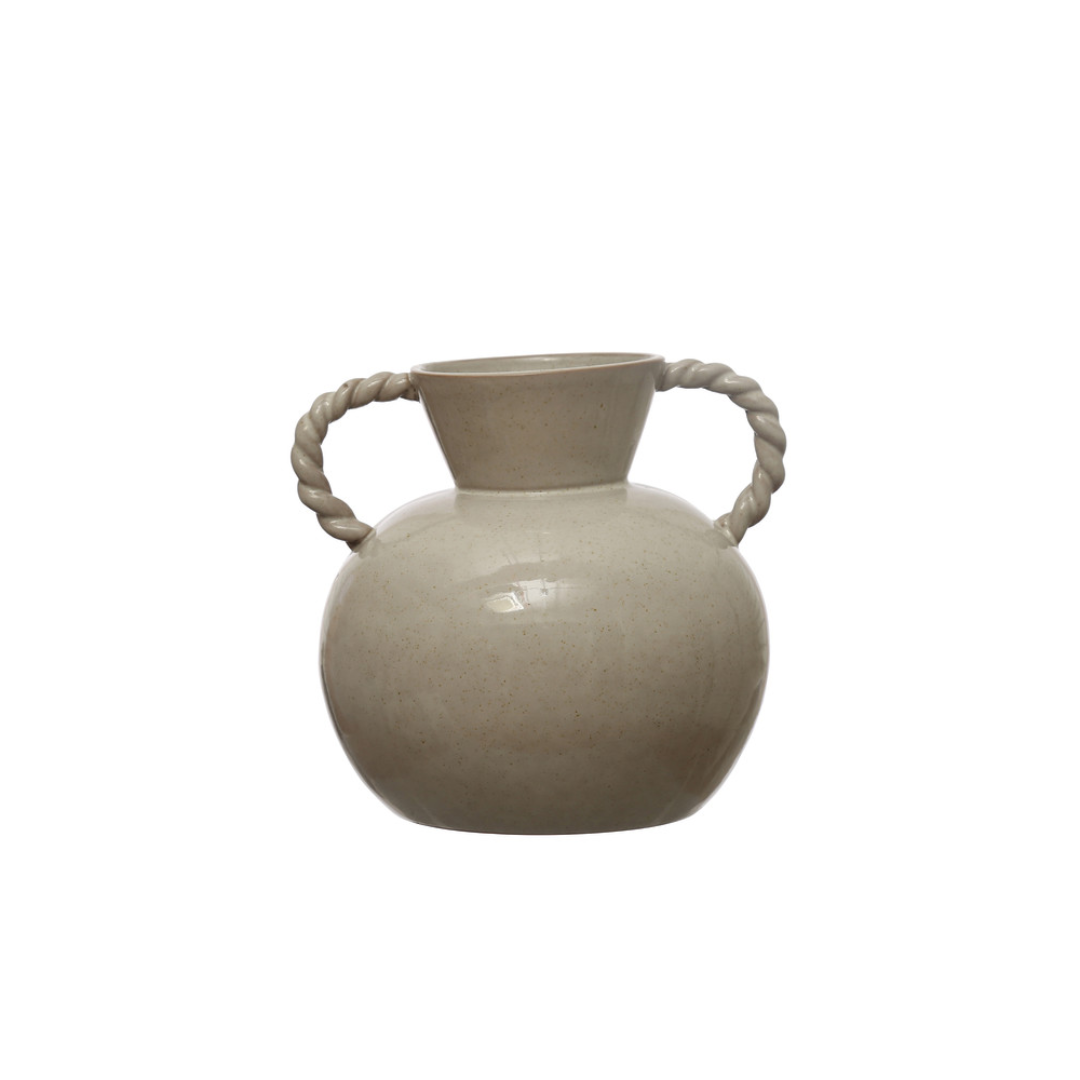 Glazed Twisted Handle Vase