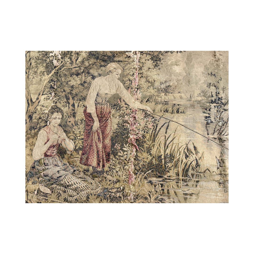 Found "By the Riverside"  Tapestry (19th Century)