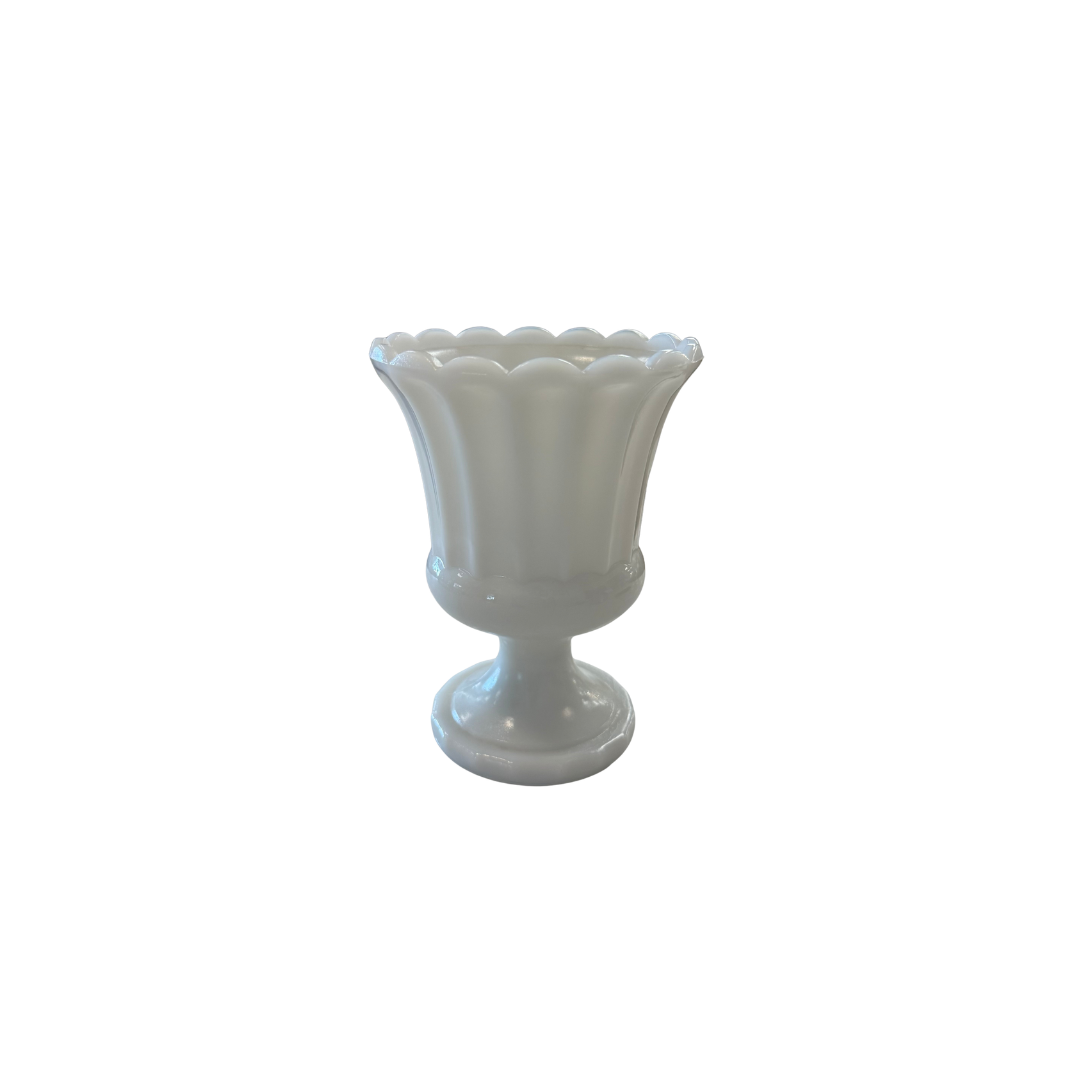 Found White Pedestal Scallop Vase