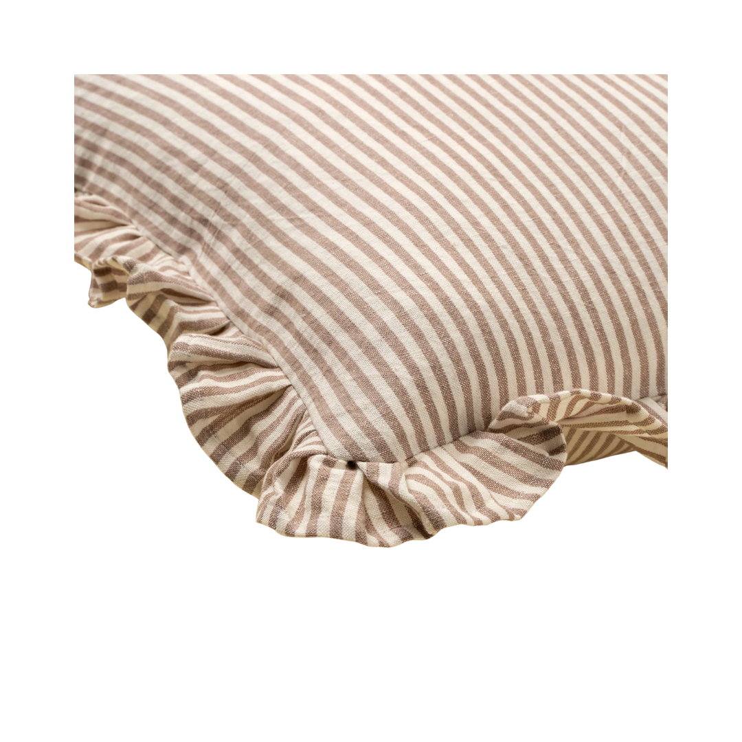 Ruffle Thin Stripe Pillow - Fawn