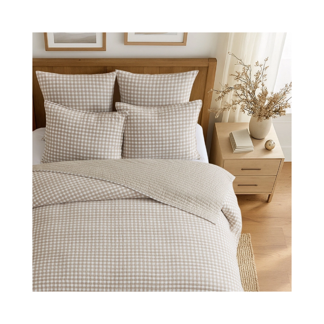 Camden Gingham Stitch Quilt Set