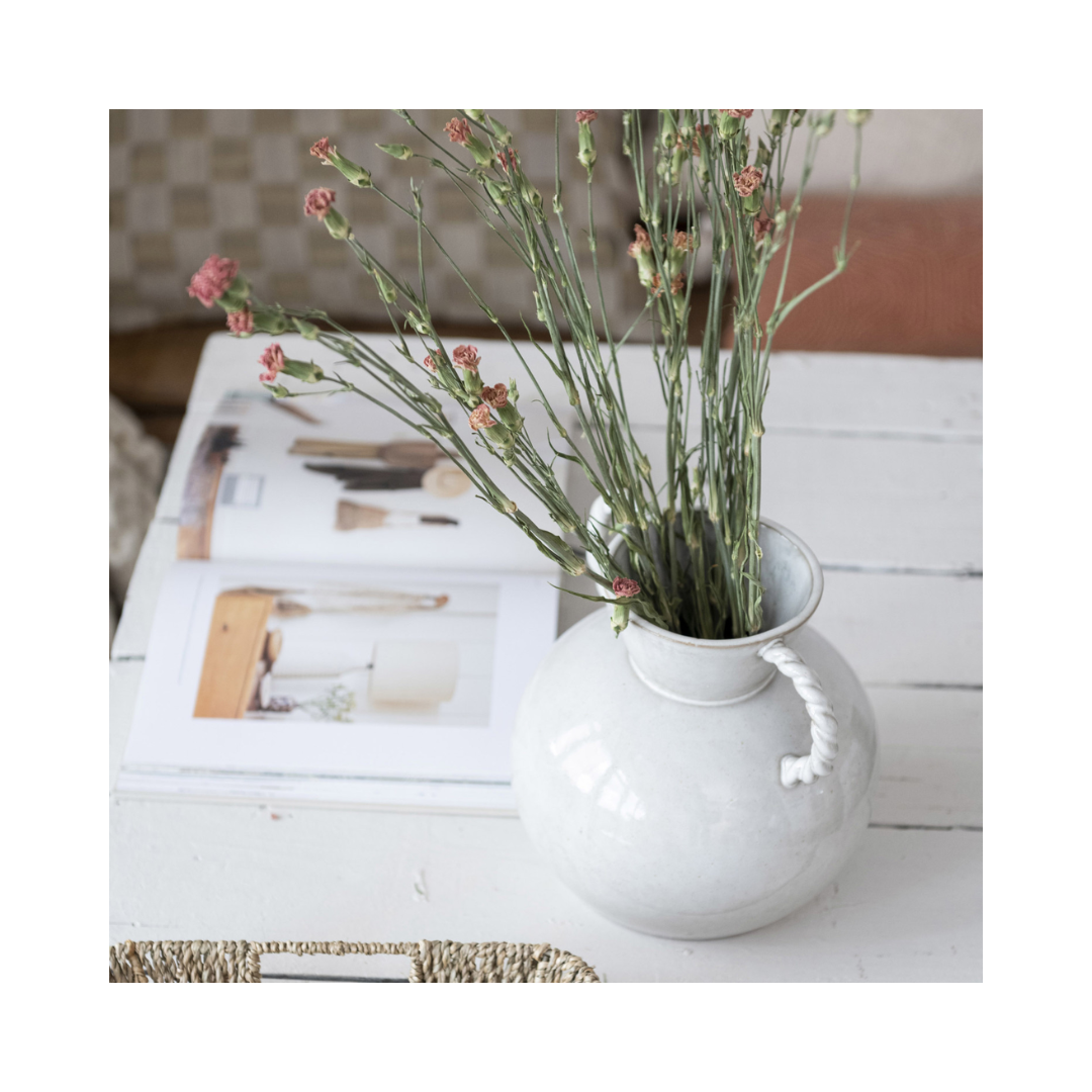 Glazed Twisted Handle Vase