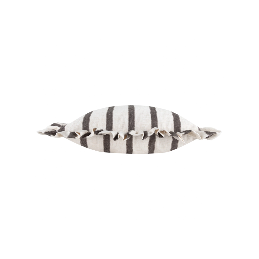 Connie Striped Ruffle Cushion Chocolate