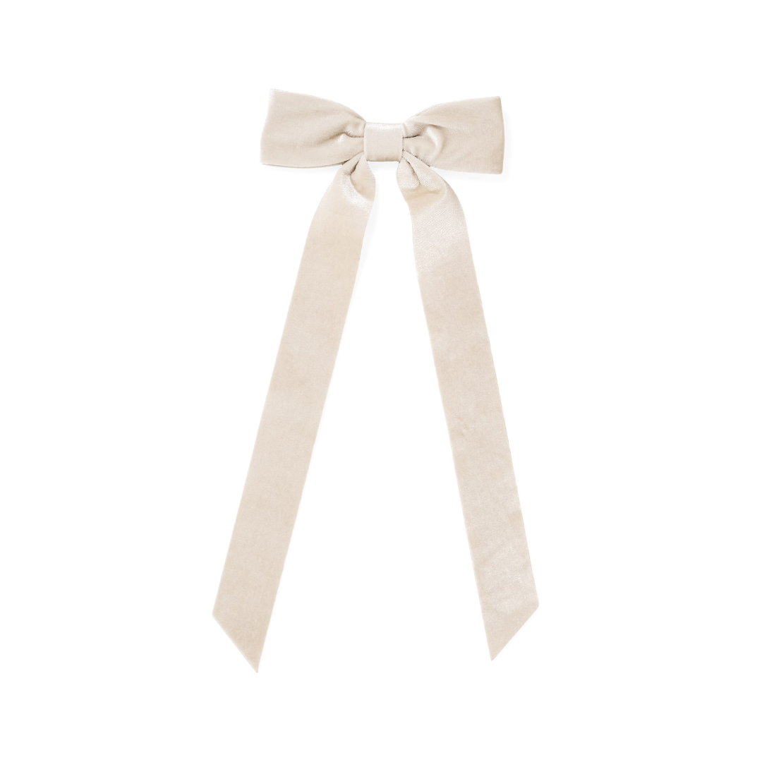 Thick Ivory Velvet Bow Clip