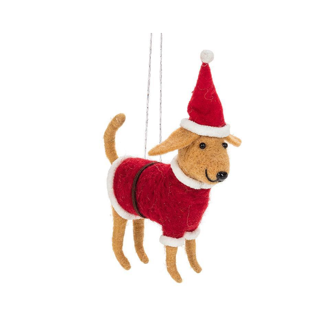 Felt Santa Dog Ornament