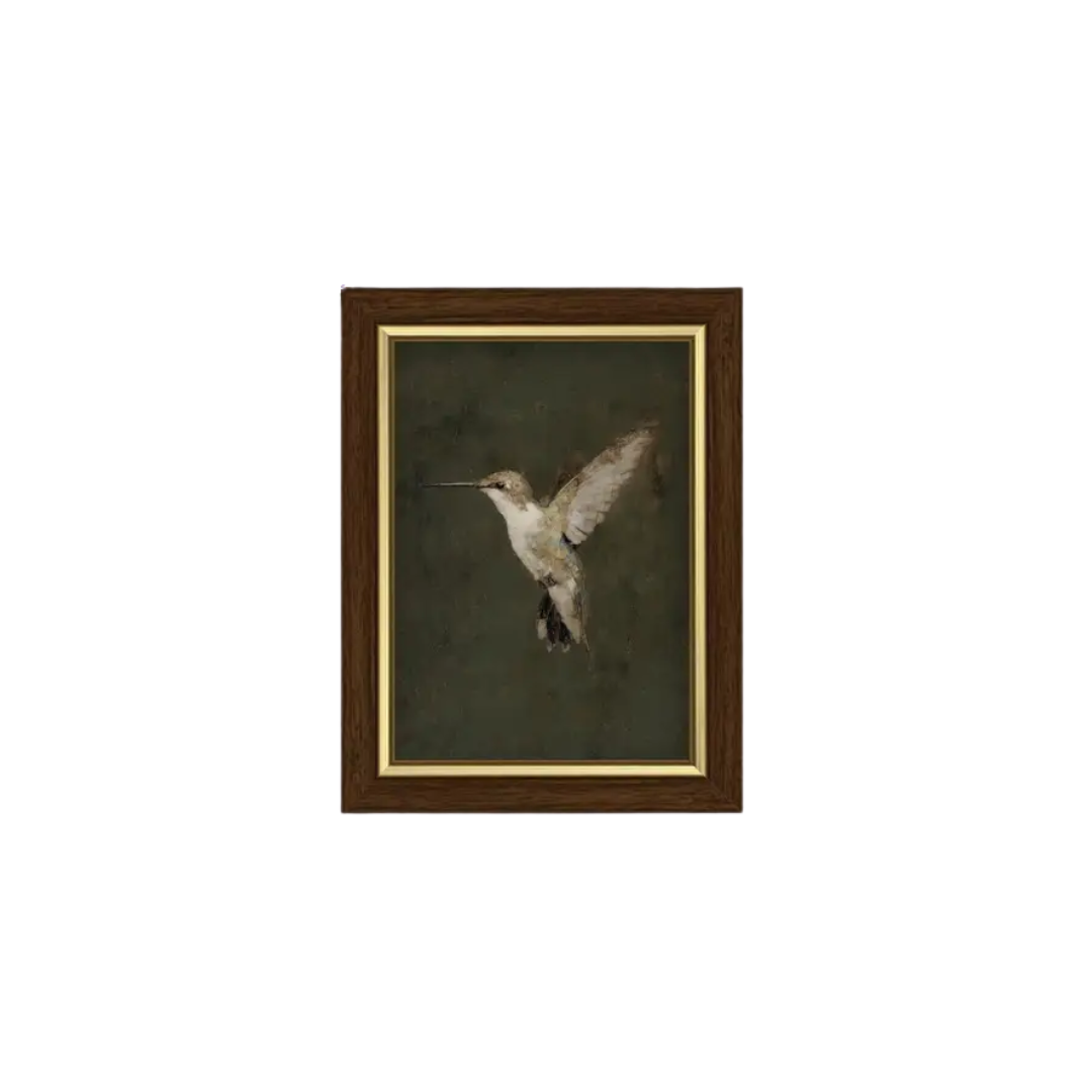 Hummingbird On Green Framed Print