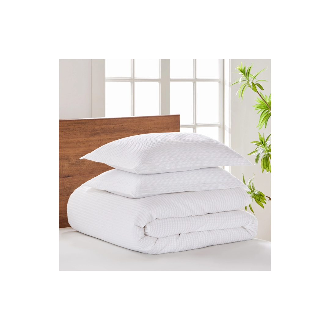 Cloud Waffle White Duvet Set