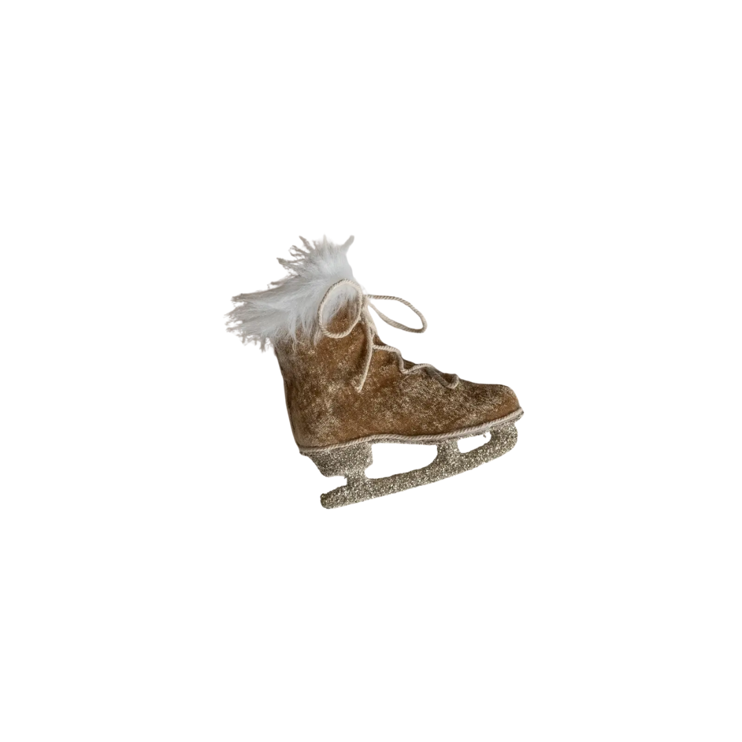 Fawn Velvet Ice Skate Ornament