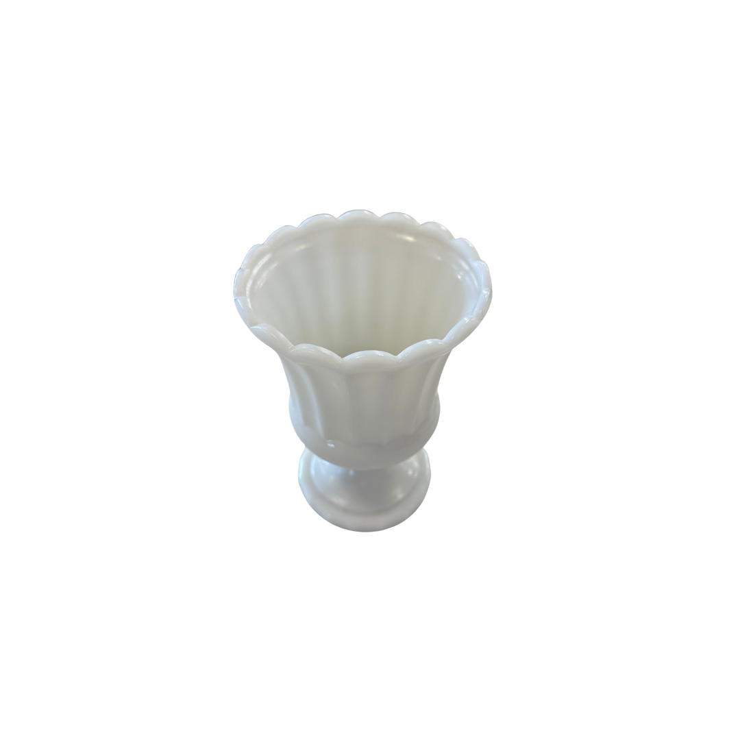 Found White Pedestal Scallop Vase