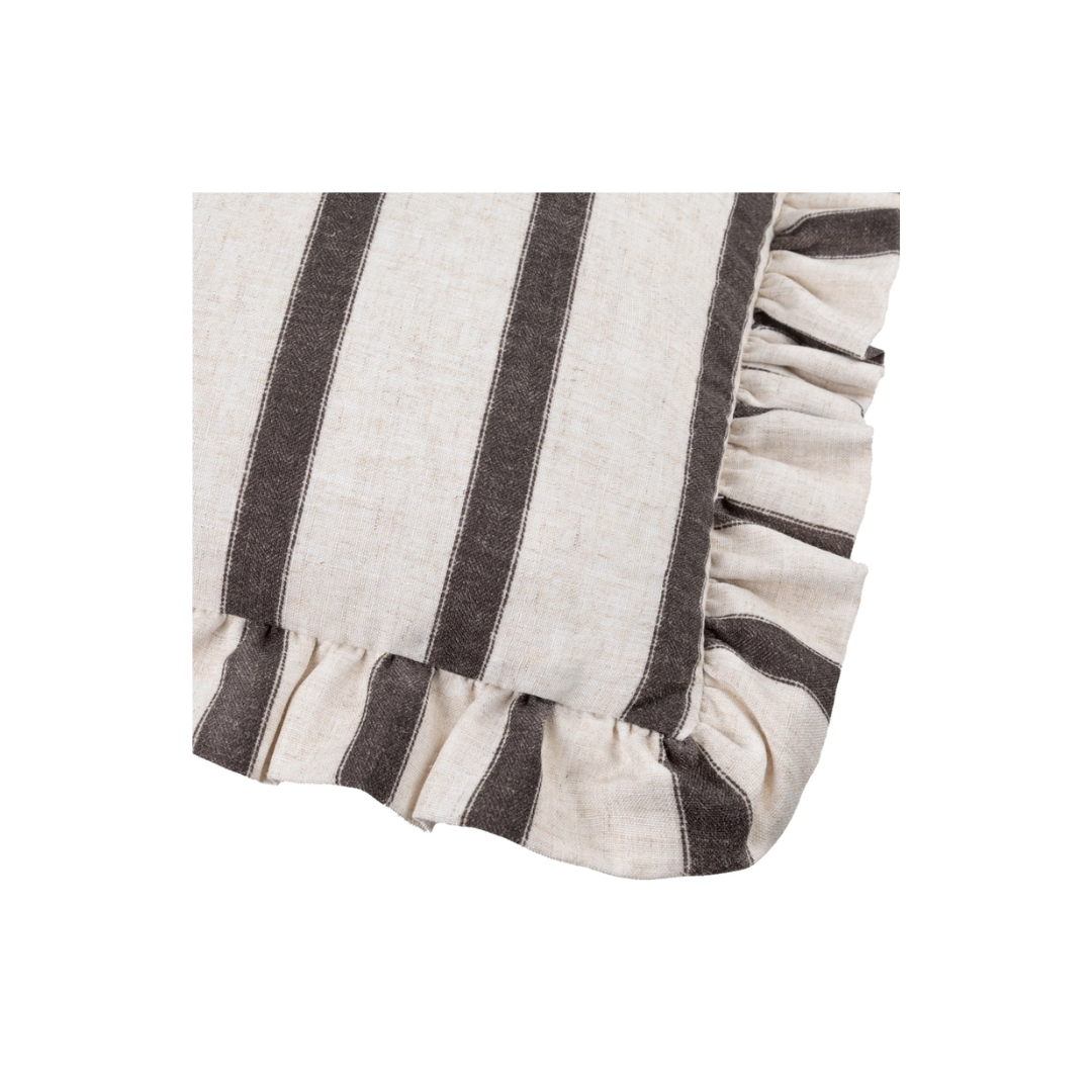 Connie Striped Ruffle Cushion Chocolate