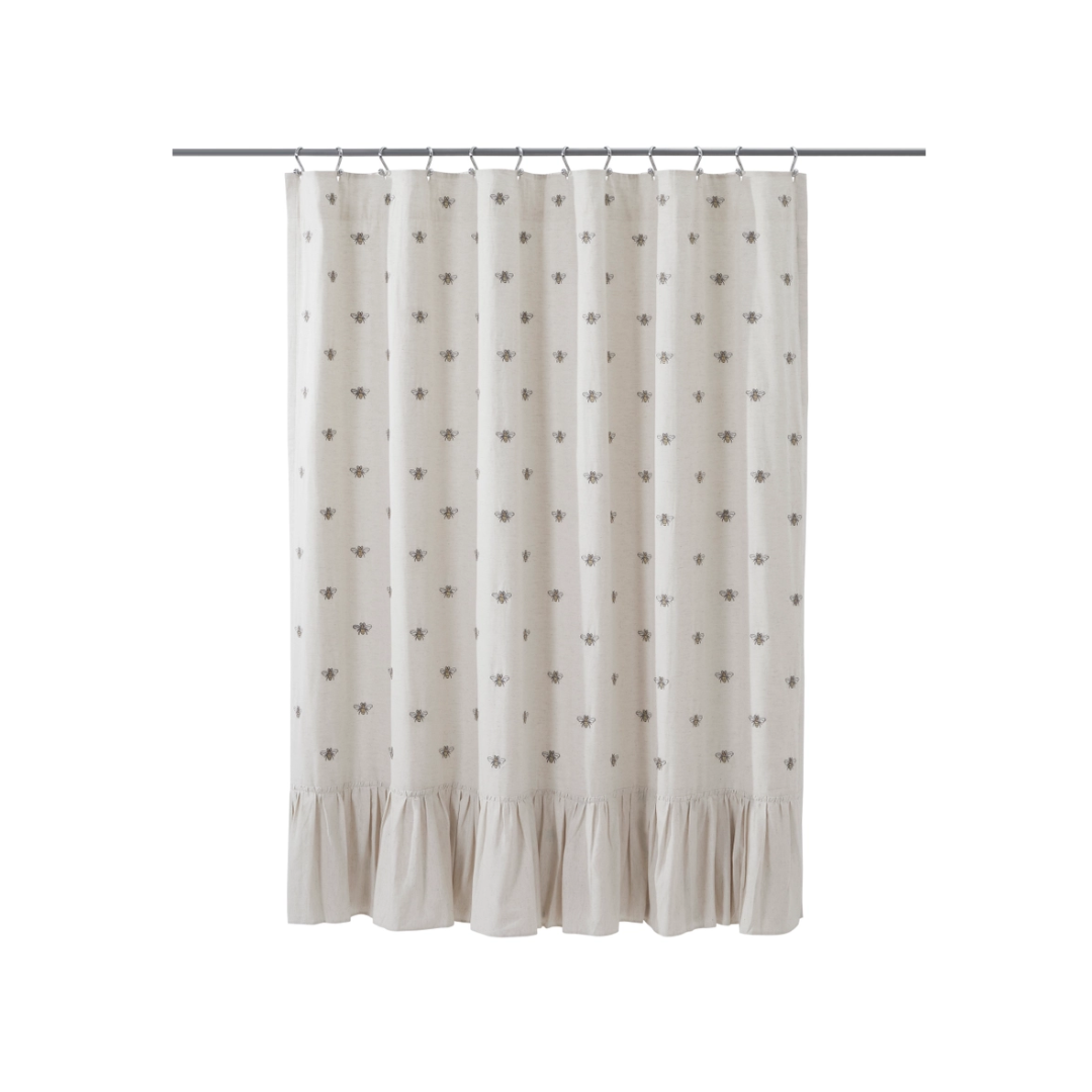 Embroidered Bee Shower Curtain