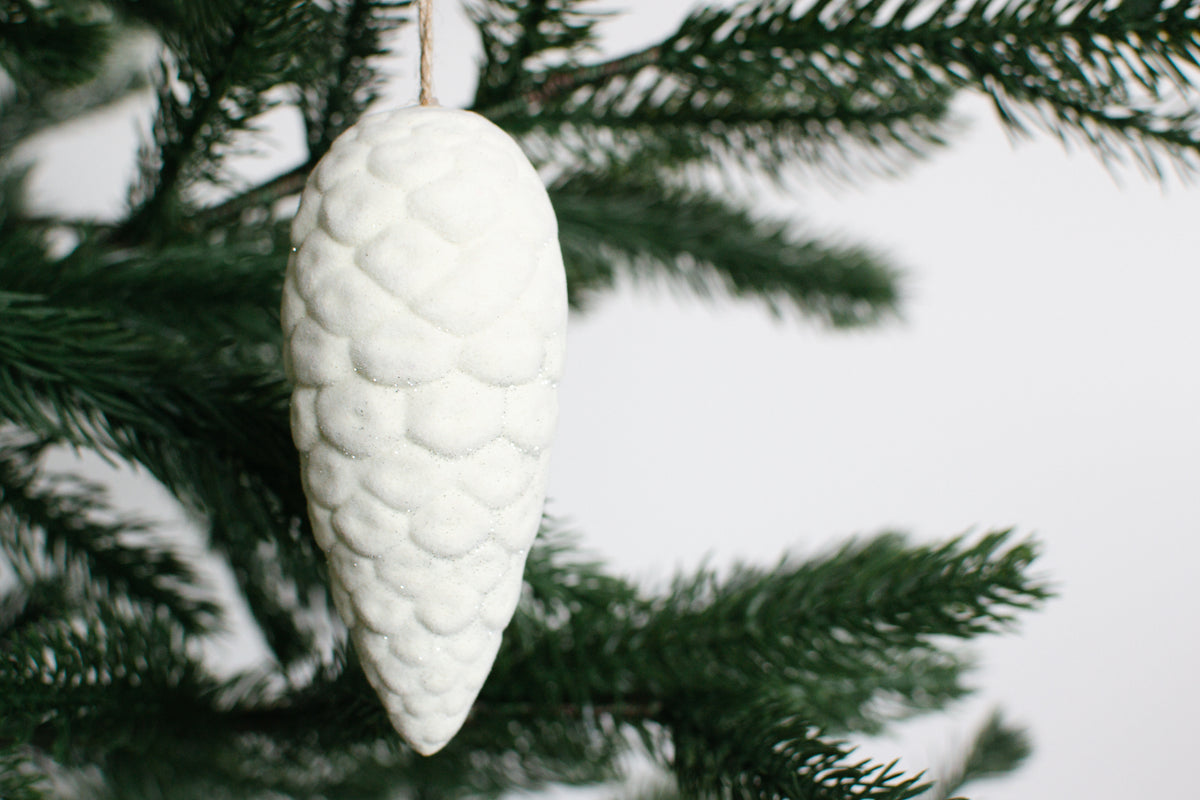 Flocked Wood Pinecone