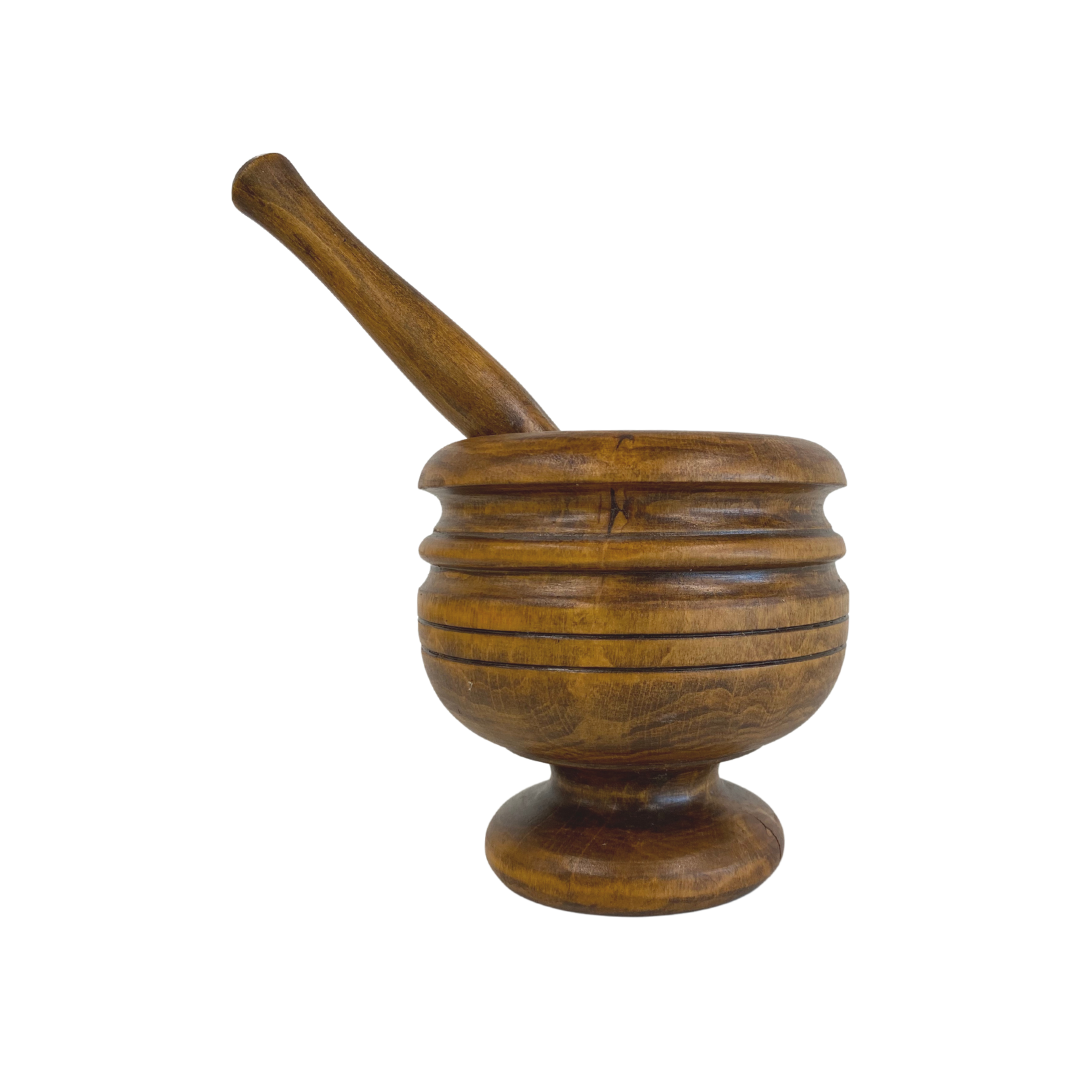 Found Wood Mortar &amp; Pestle Set 3