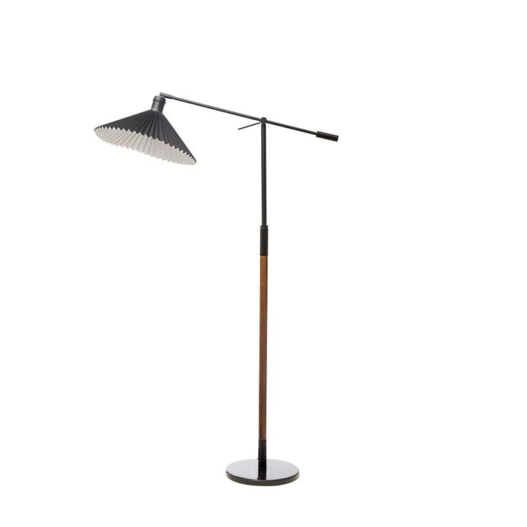 Metal &amp; Ash Wood Floor Lamp