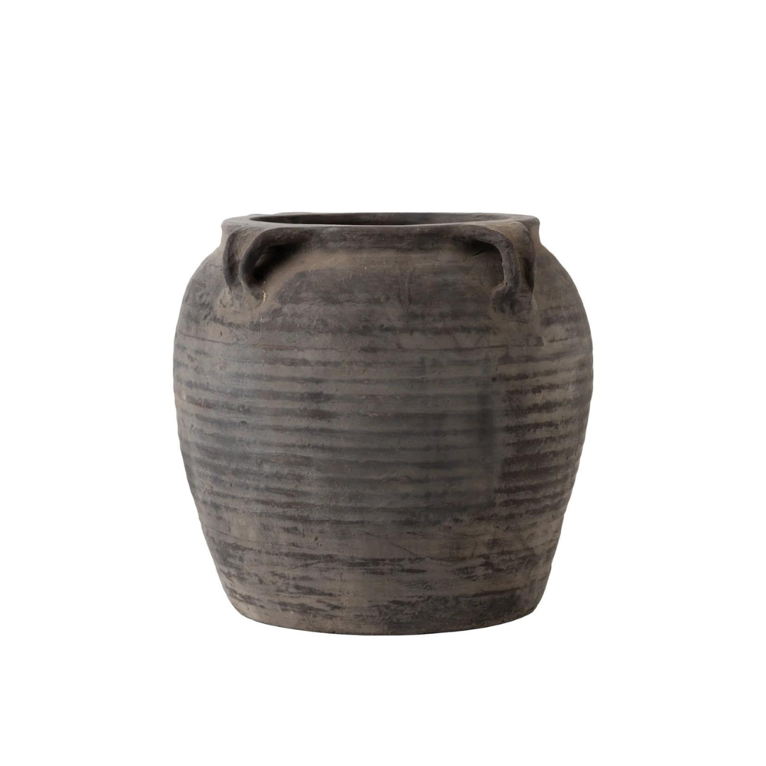 Vintage Black Grey Clay Pot