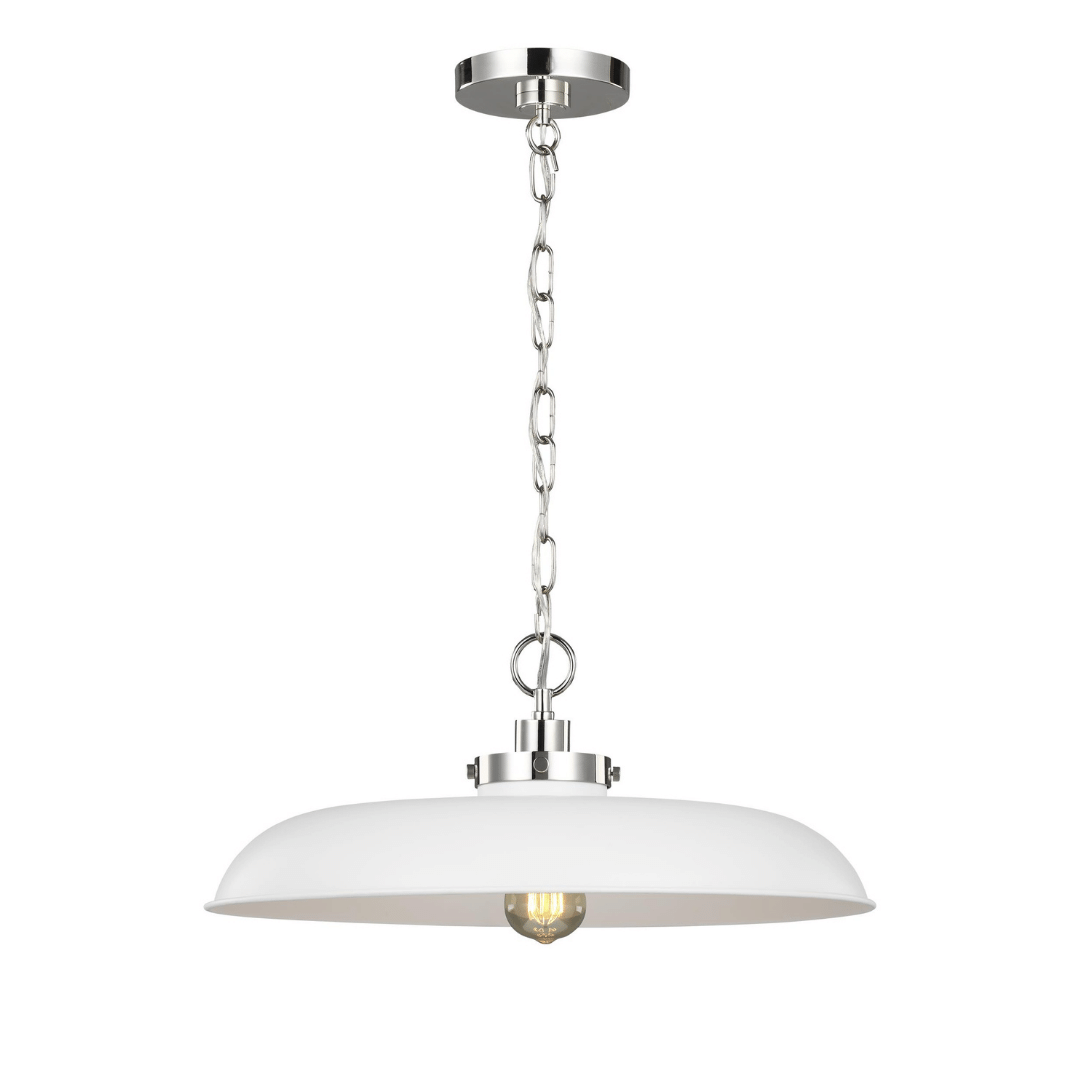 lighting, pendant, 1-light, black, white, matte, midnight, brass, gold, burnished brass, silver, polished nickel, nickel, modern, contemporary, Generation Lighting, wellfleet pendant, 