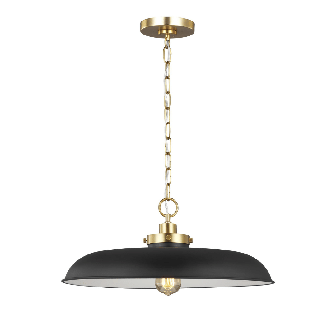 lighting, pendant, 1-light, black, white, matte, midnight, brass, gold, burnished brass, silver, polished nickel, nickel, modern, contemporary, Generation Lighting, wellfleet pendant, 