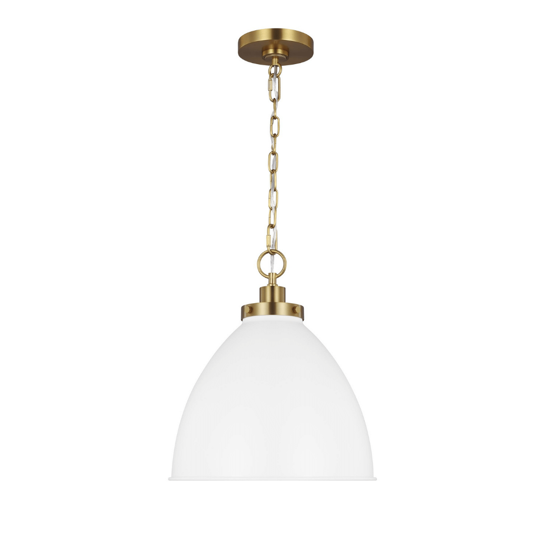 lighting, pendant, 1-light, black, white, matte, midnight, brass, gold, burnished brass, silver, polished nickel, nickel, modern, contemporary, Generation Lighting, wellfleet pendant, 