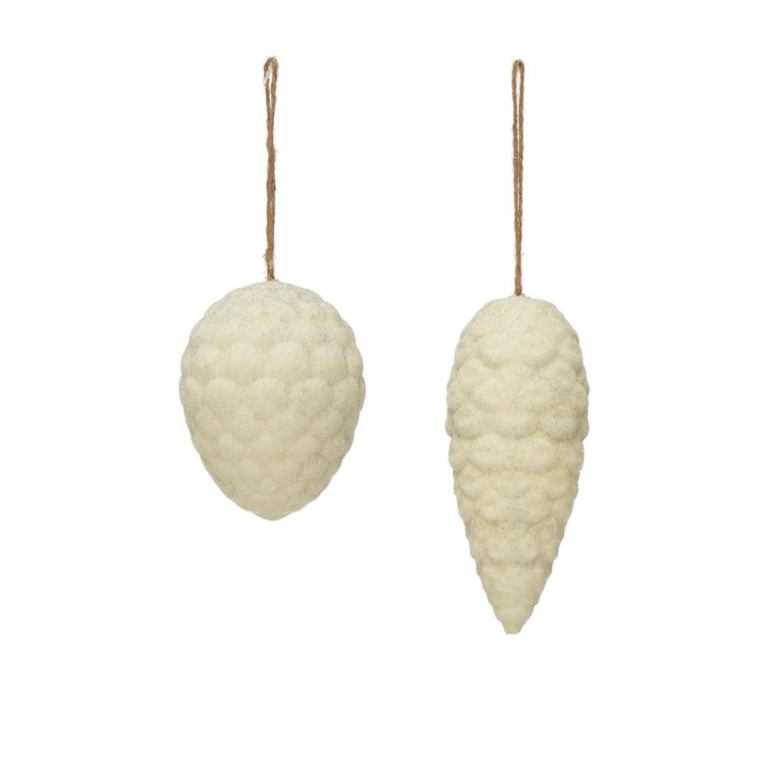 Flocked Wood Pinecone