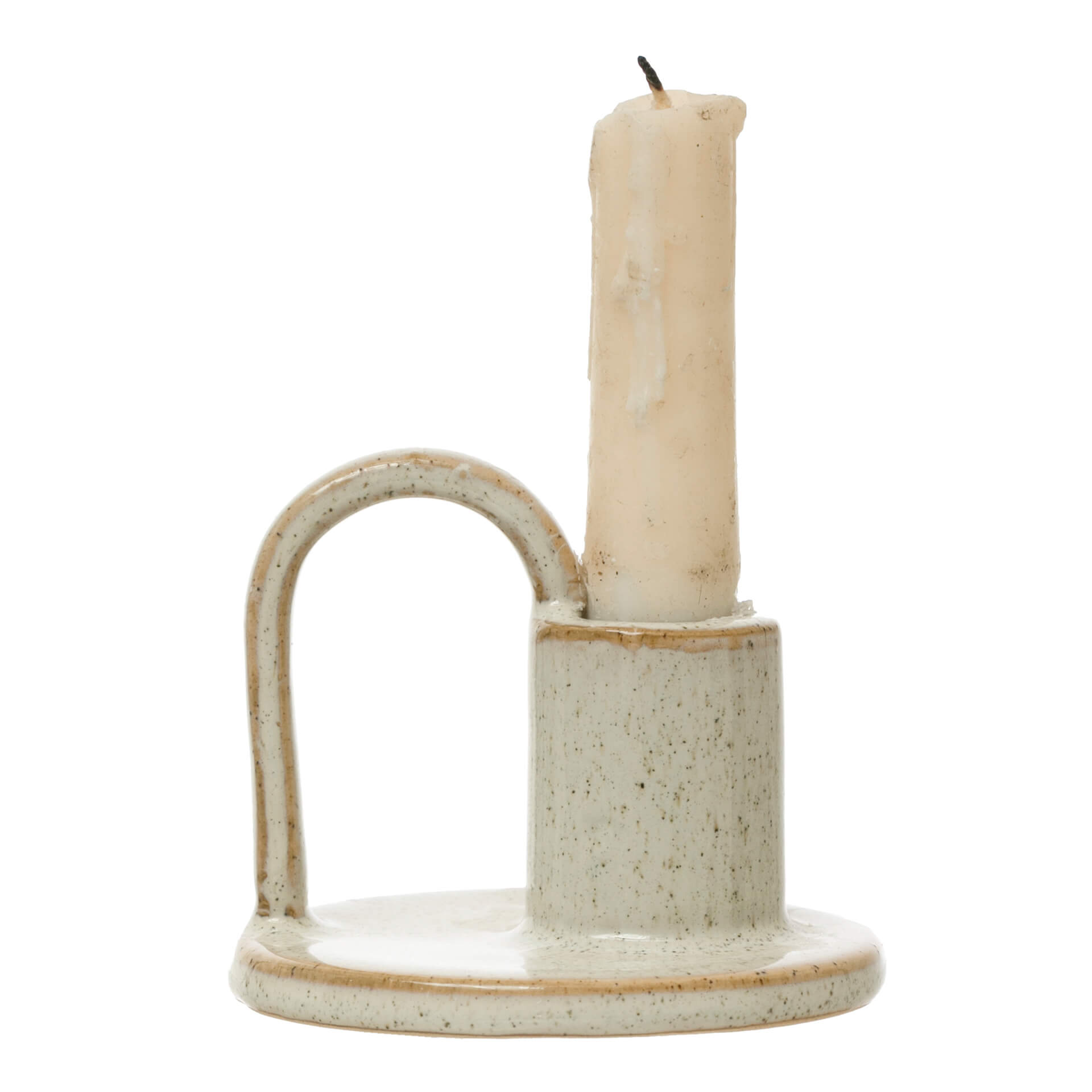 Stoneware Candlestick Holder with Handle - Pottery Candle Holder - Ceramic  Taper Candle Holder