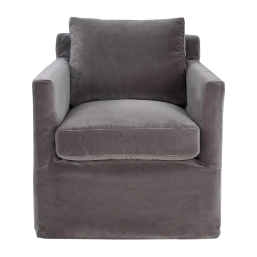Heston Club Chair in Grey Velvet