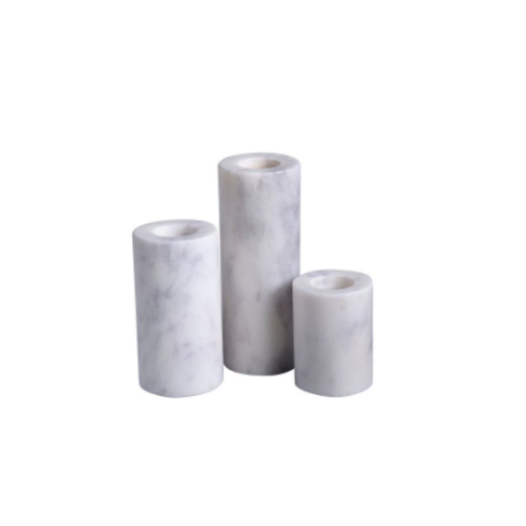 Set of 3 Marble Candle Holders