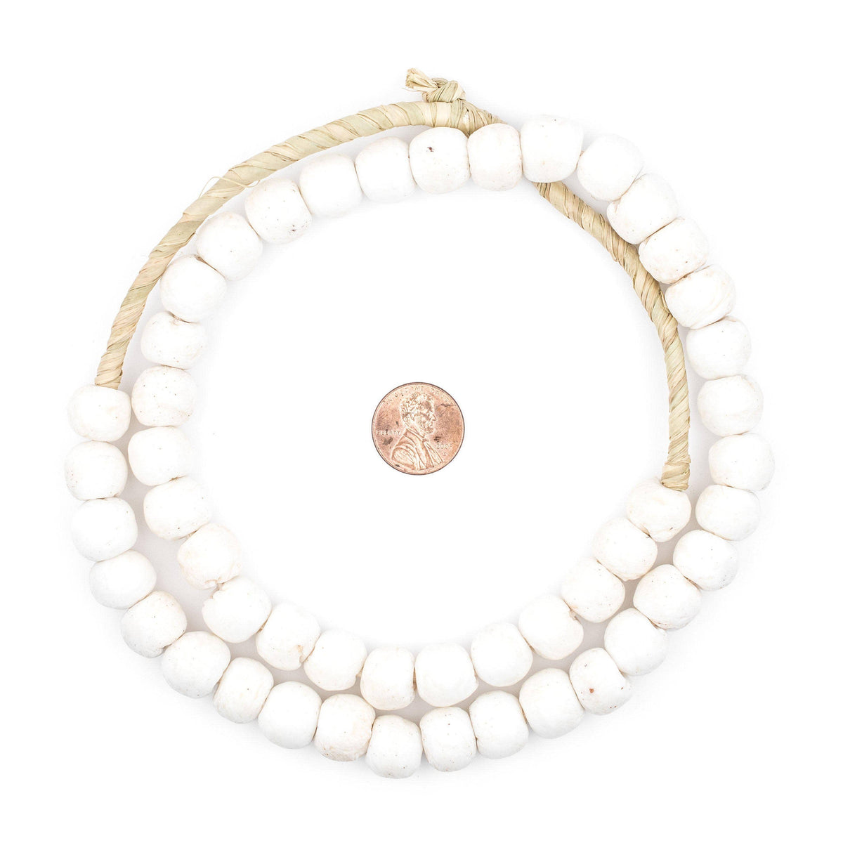 White Round Sandcast Beads