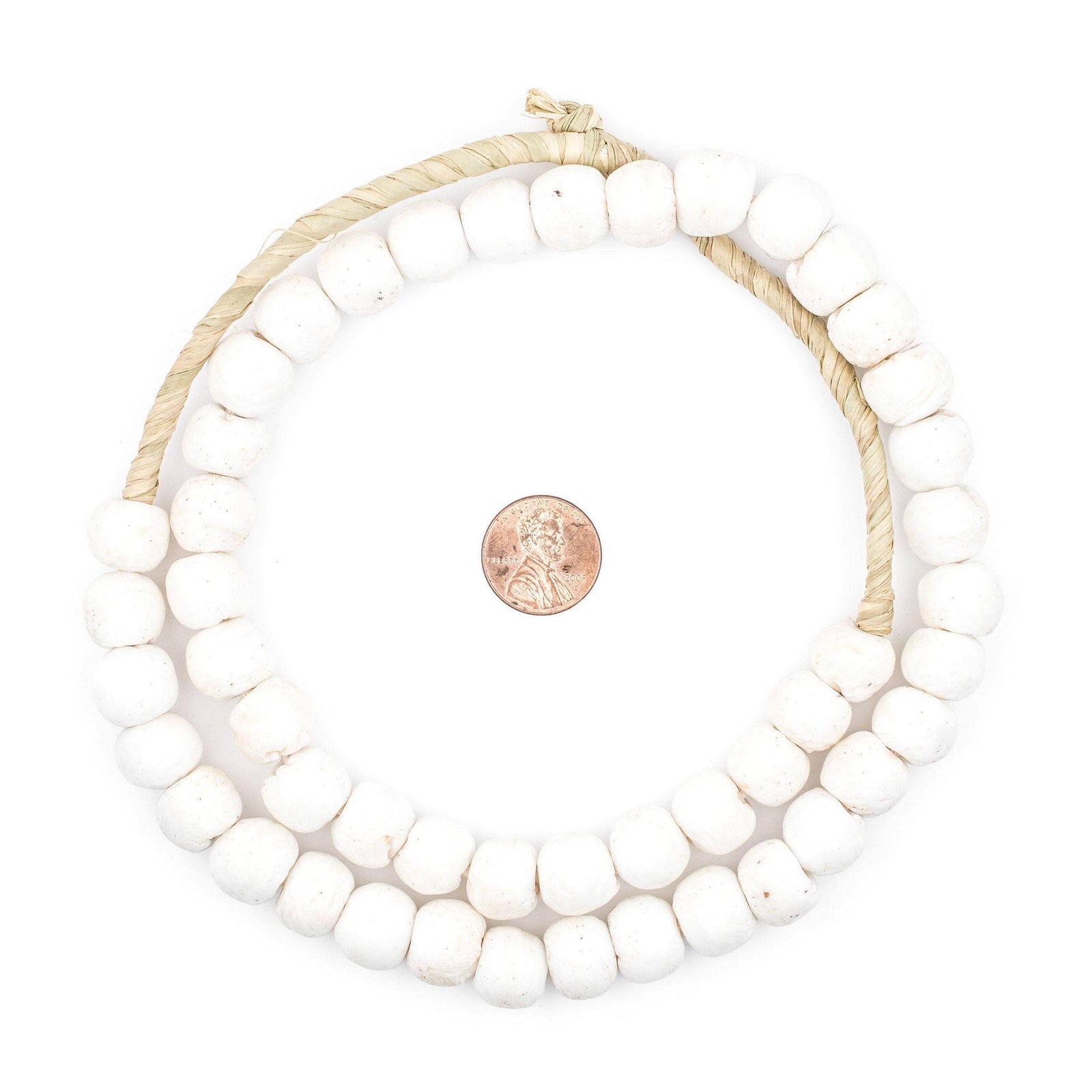 White Round Sandcast Beads